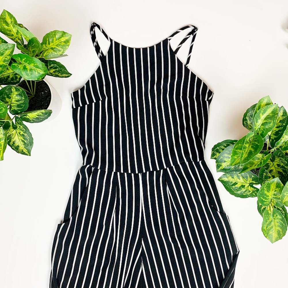 Stripped Ankle Length Romper